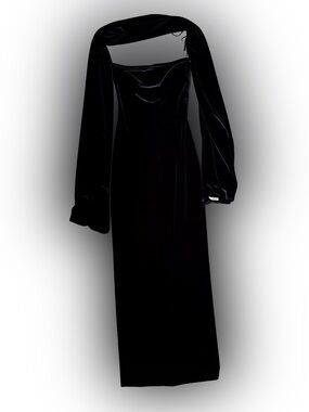 Jessica McClintock Dark Blue Velvet Sleeveless Gown with Shall
